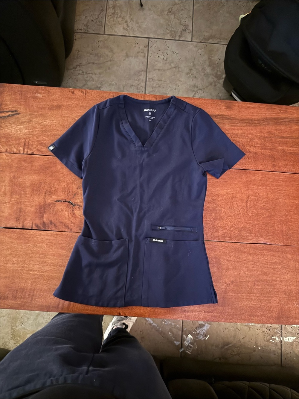 Jaanuu midnight blue ultrasoft yoga V-Neck Scrub Top